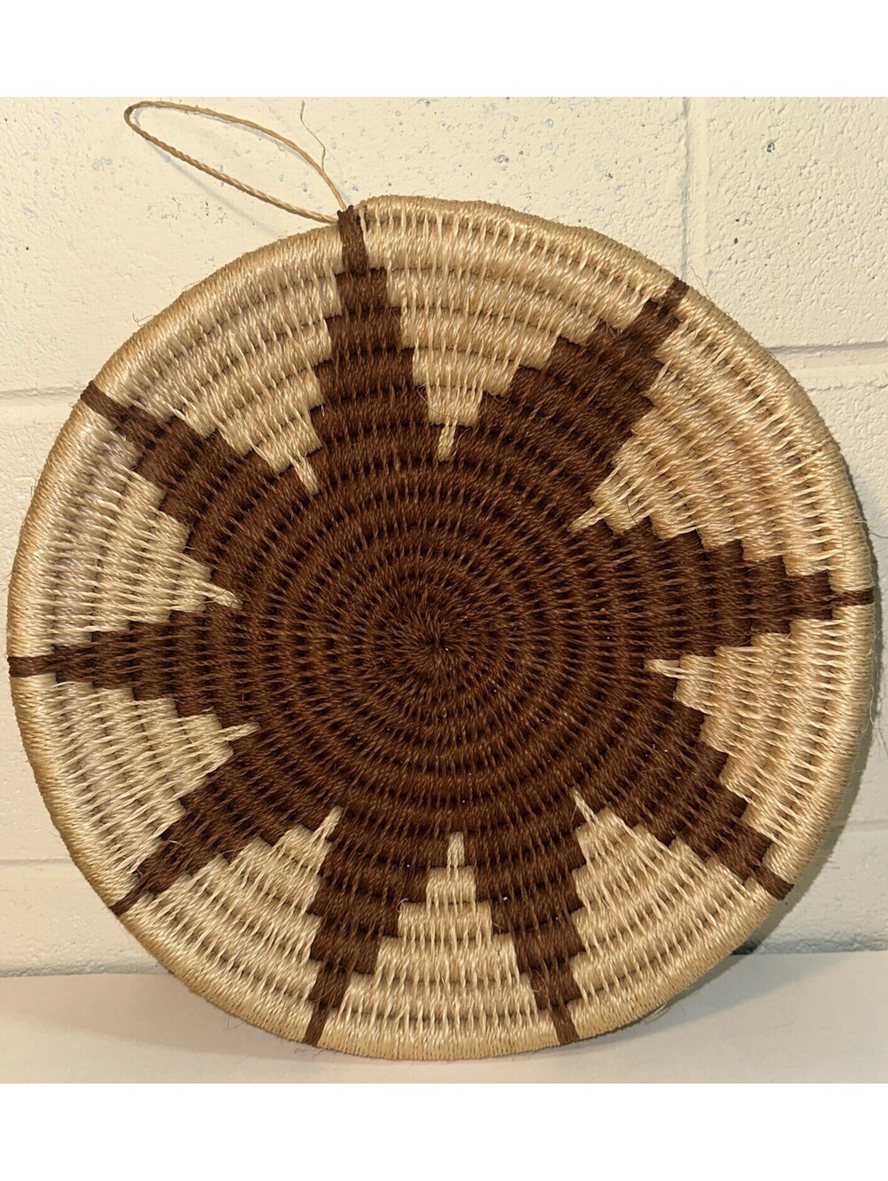 Beautiful Vintage Navajo Wedding Wall Hanging Basket Handwoven LG 12.5” NOS